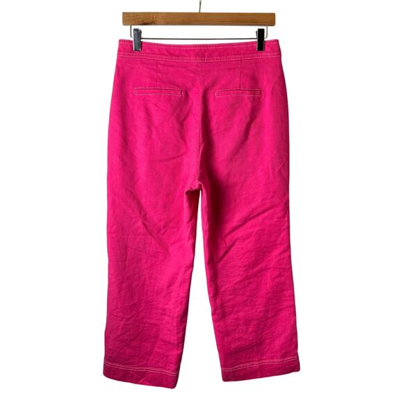 J.Crew Peyton Sailor Pant Stretch Linen Size 6 Soft Fuchsia Pink Retro Preppy - Picture 4 of 15